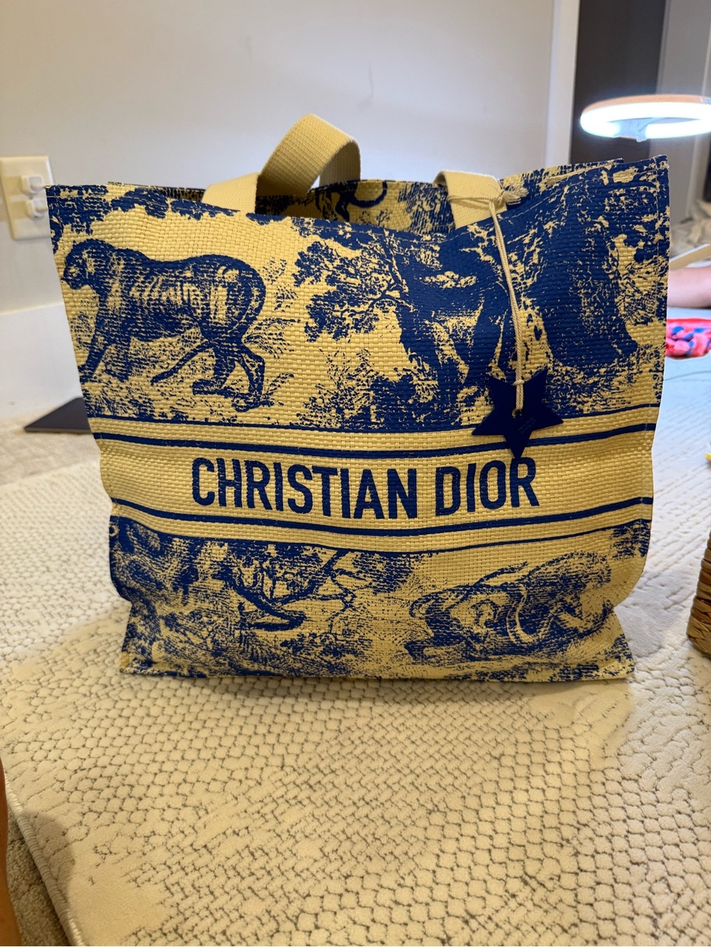 Dior Blue and Natural Toile Canvas Tote - Picture 6 of 9